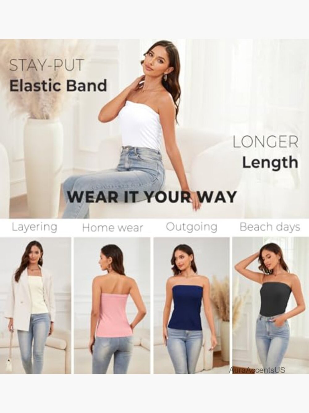 2 Pack Lace Trim Ribbed Tube Tops Women Stretch Bandeau Strapless Undershirt View 5